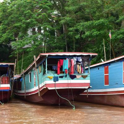 Laos - Barcos em Luang Prabang